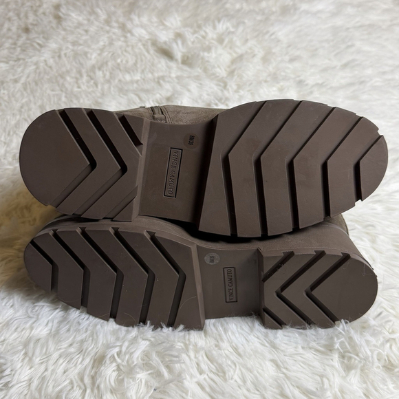 Vince Camuto Boots Womens Size 8/39 Taupe Suede Lug Sole Ankle Side Zip - Picture 8 of 11